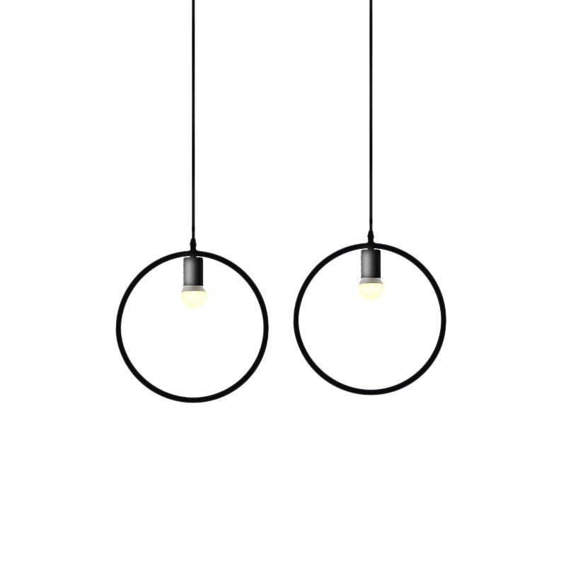 Industrial Triangle/Round Pendant Light 1 Head Metal Ceiling Lighting with Frame Shade in Black for Dining Room