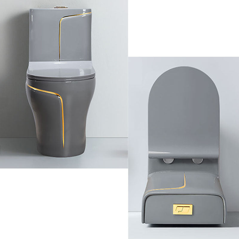 Traditional Flush Toilet Siphon Jet One-Piece Toilet with Slow Close Seat