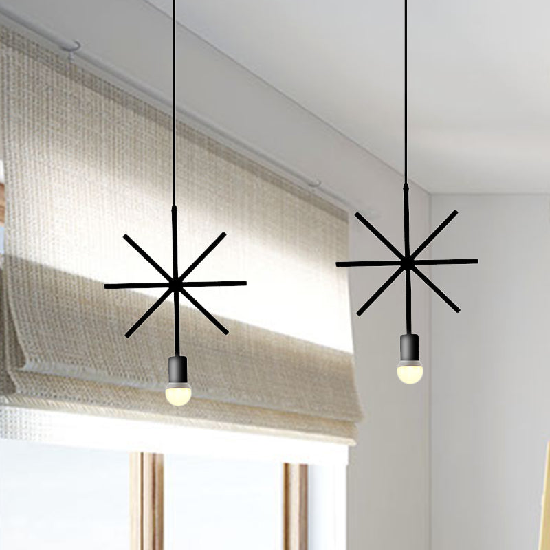 Industrial Triangle/Round Pendant Light 1 Head Metal Ceiling Lighting with Frame Shade in Black for Dining Room