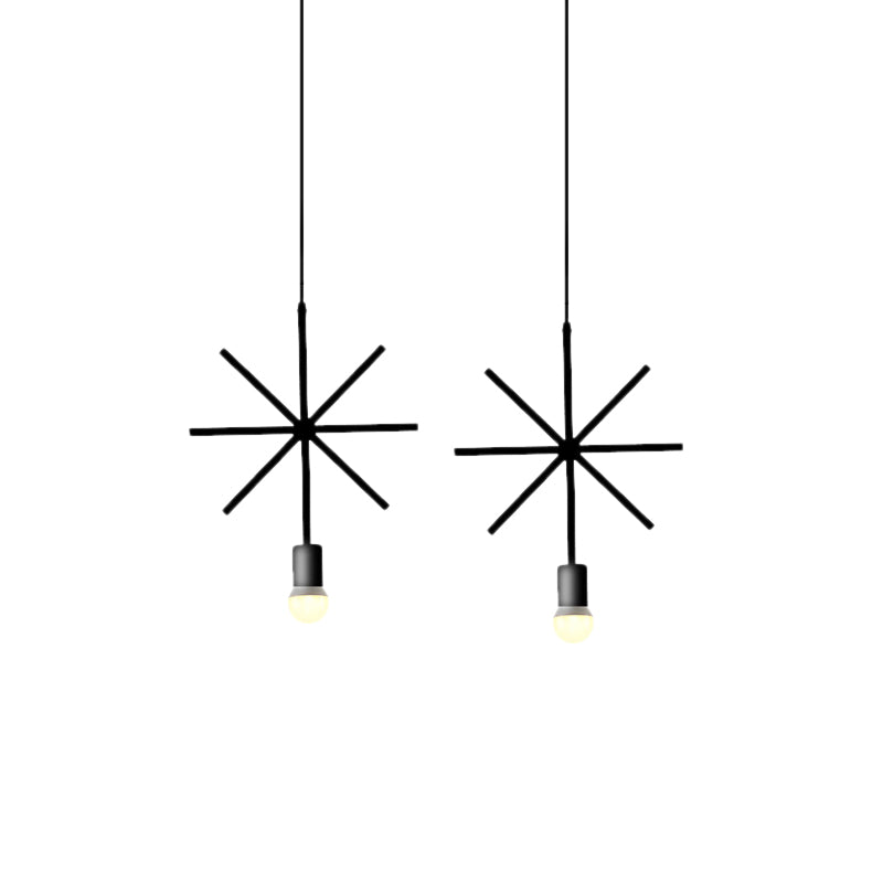 Industrial Triangle/Round Pendant Light 1 Head Metal Ceiling Lighting with Frame Shade in Black for Dining Room