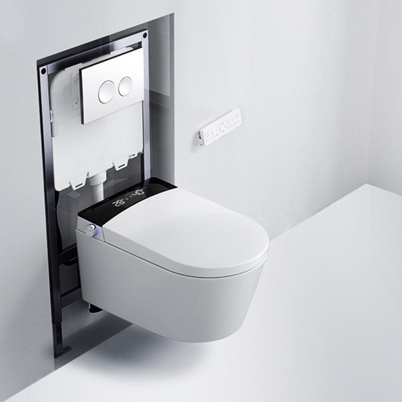 Elongated Toilet Wall Hung 1-Piece Automatic UV Sterilization Toilet with Concealed Tank