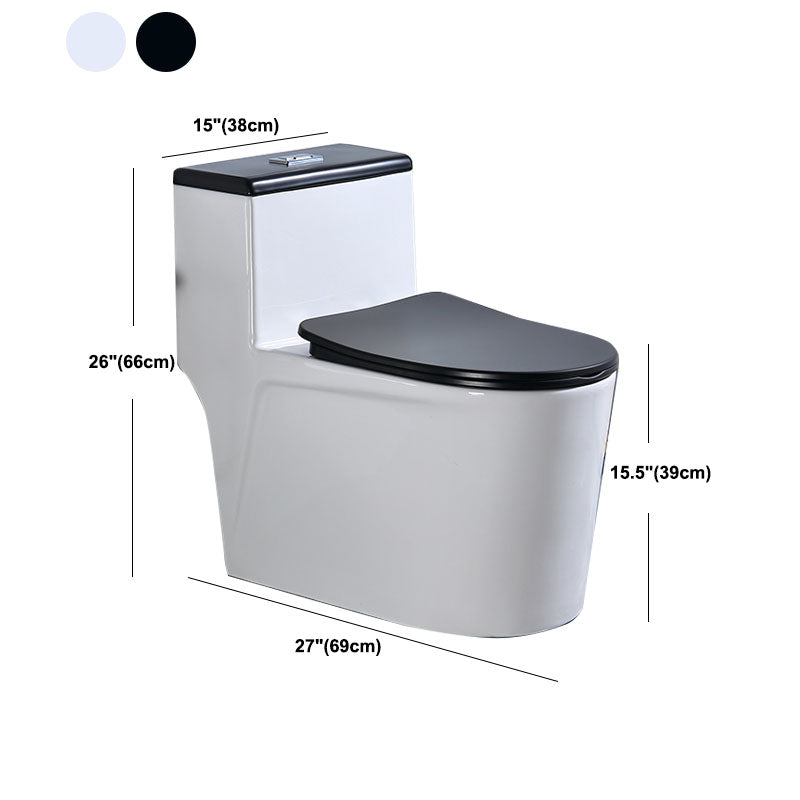 Floor Mount Toilet Black and White Toilet with Siphon Jet Water-saving Function