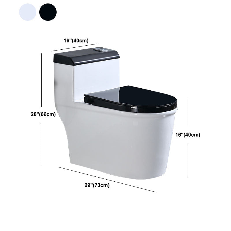 Floor Mount Toilet Black and White Toilet with Siphon Jet Water-saving Function
