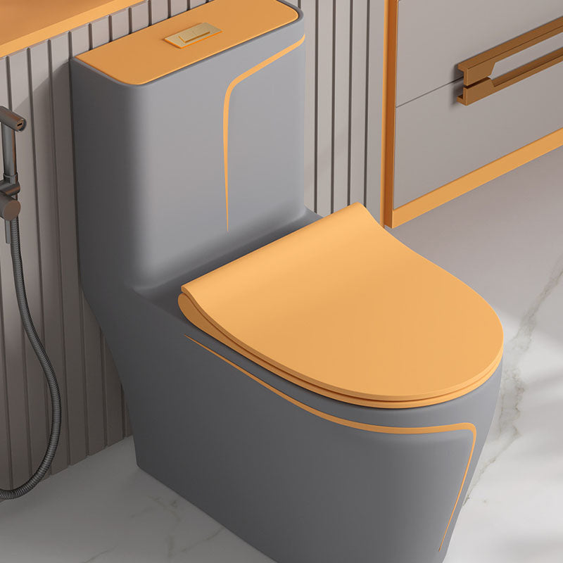 Orange Household Toilet Siphon Jet Toilet All-In-One Ceramic Toilet