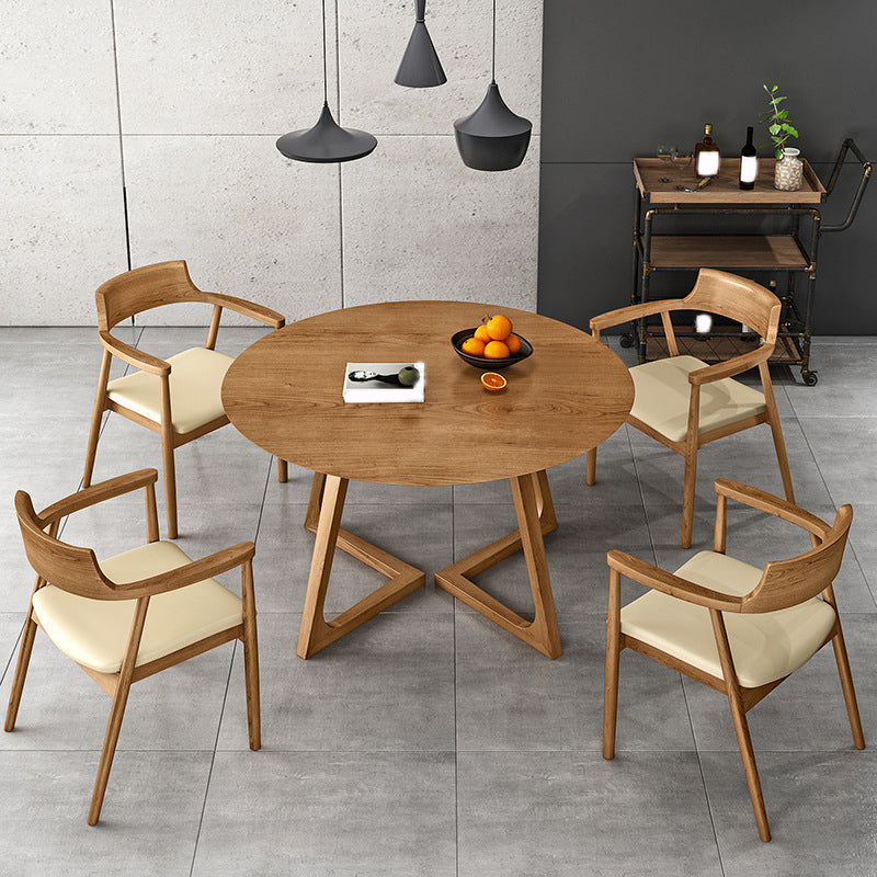 Modern Style Round Wood Table Set 1/2/4/7 Pieces Dining Set for Kitchen