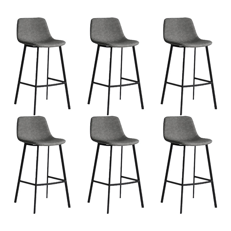 Modern Armless Bar Stool PU Leather Low Back Stools with Metal Frame