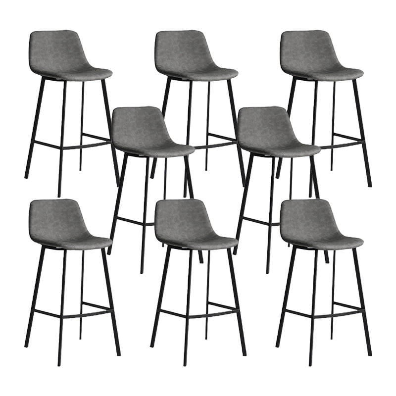 Modern Armless Bar Stool PU Leather Low Back Stools with Metal Frame