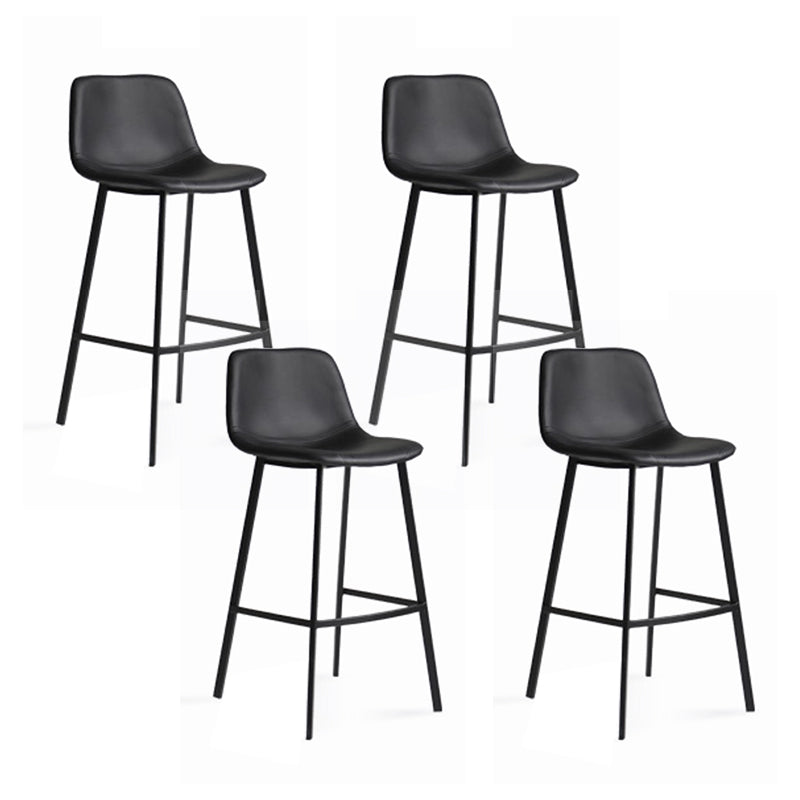 Modern Armless Bar Stool PU Leather Low Back Stools with Metal Frame