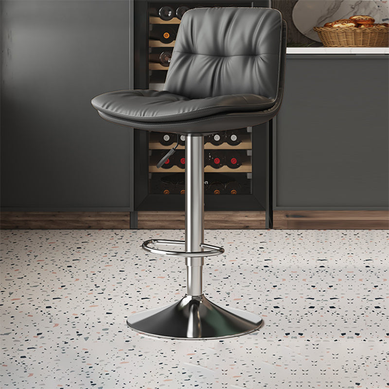 Scandinavian Adjustable Height Bar Stool Leather Upholstered Bar Stool