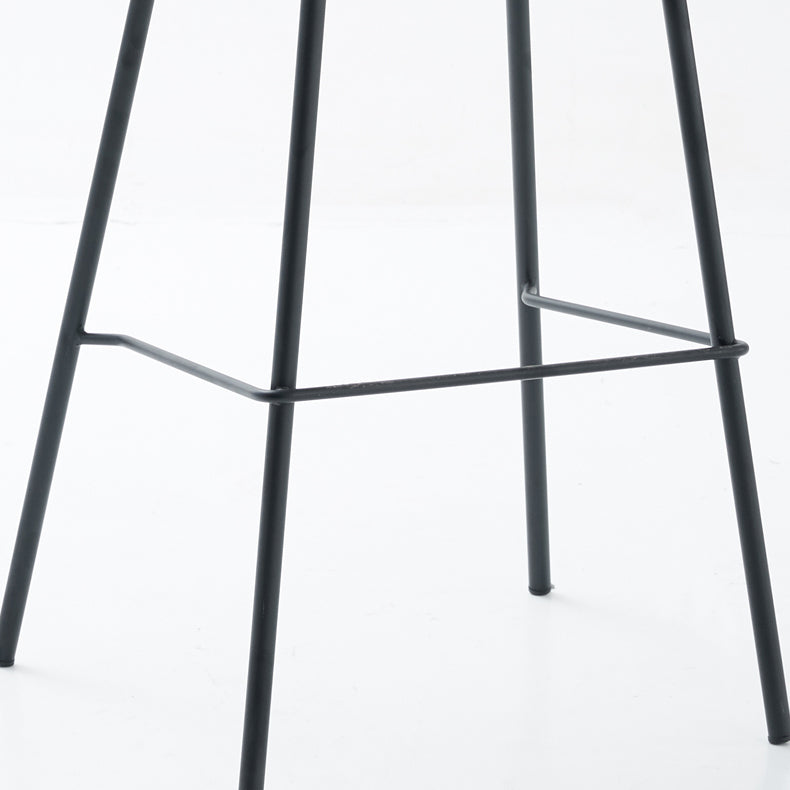 Contemporary Footrest Low Back Bar Stool Leather Counter Stool for Living Room