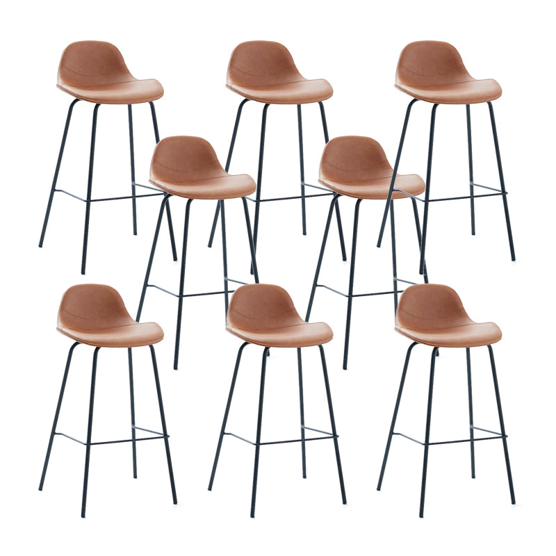 Contemporary Footrest Low Back Bar Stool Leather Counter Stool for Living Room