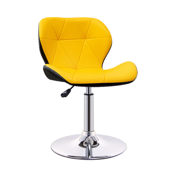 Contemporary Metal Barstool Faux Leather Footrest Adjustable Counter Stool for Home