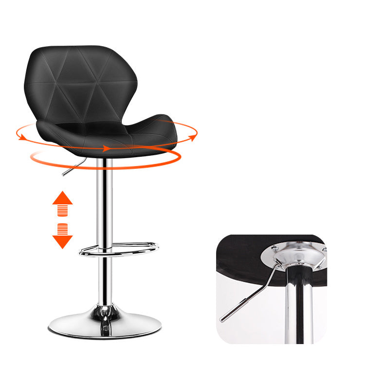 Contemporary Metal Barstool Faux Leather Footrest Adjustable Counter Stool for Home