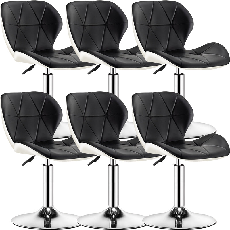 Contemporary Metal Barstool Faux Leather Footrest Adjustable Counter Stool for Home