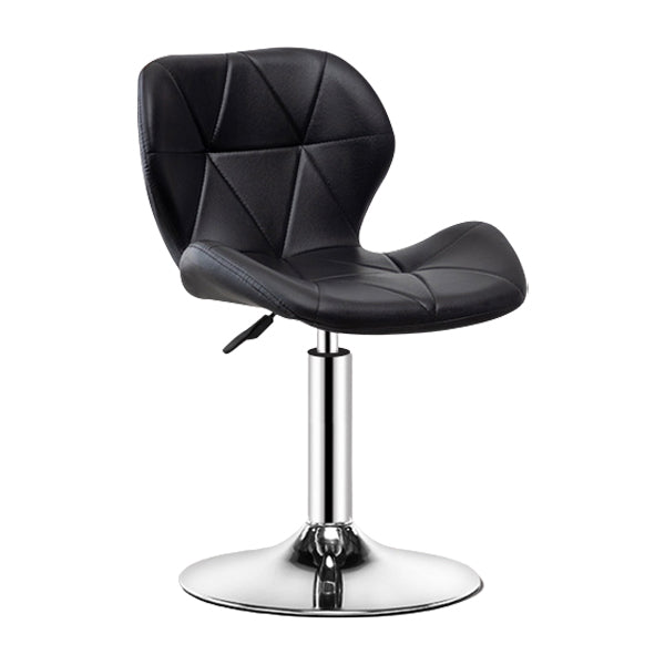 Contemporary Metal Barstool Faux Leather Footrest Adjustable Counter Stool for Home