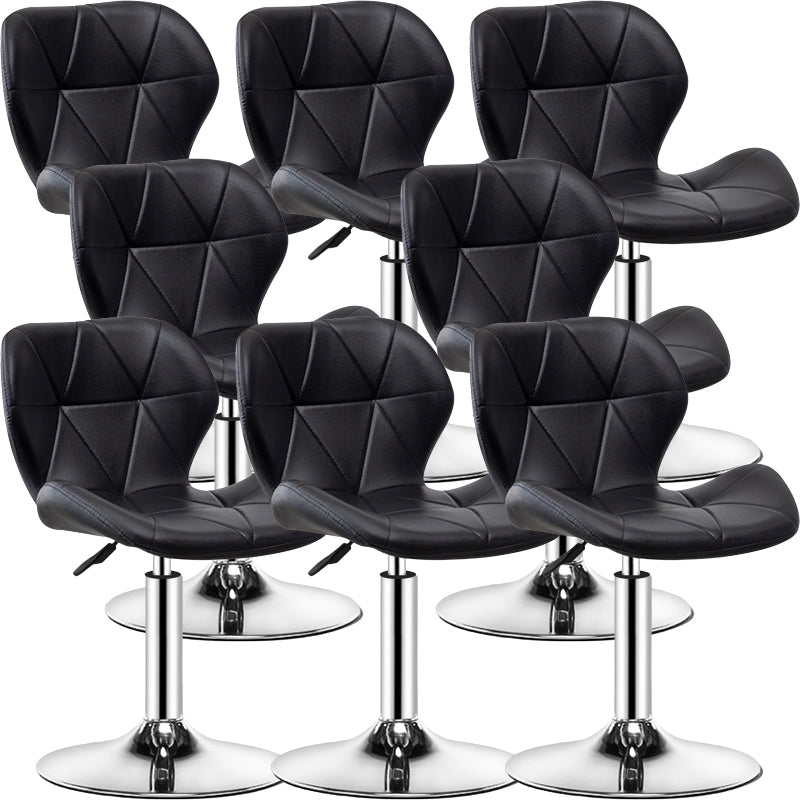 Contemporary Metal Barstool Faux Leather Footrest Adjustable Counter Stool for Home