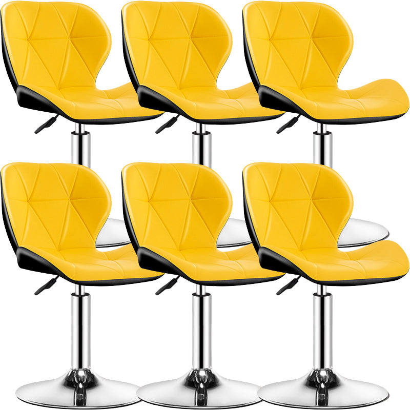 Contemporary Metal Barstool Faux Leather Footrest Adjustable Counter Stool for Home