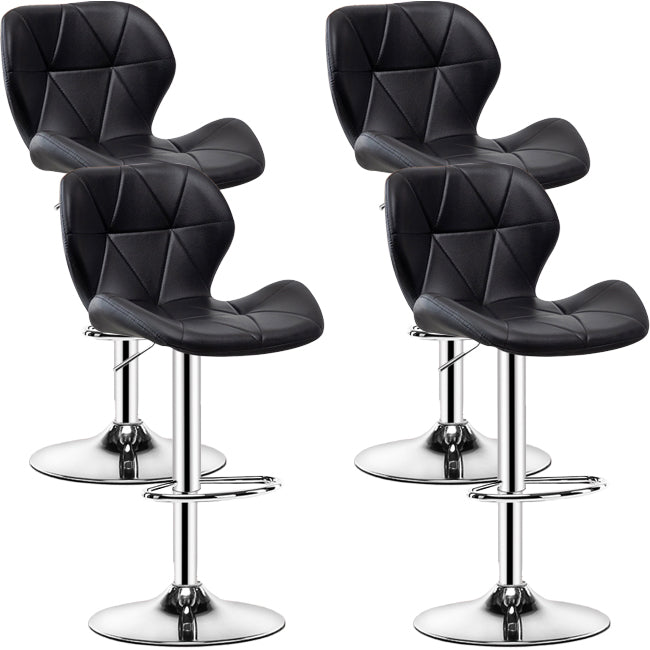 Contemporary Metal Barstool Faux Leather Footrest Adjustable Counter Stool for Home