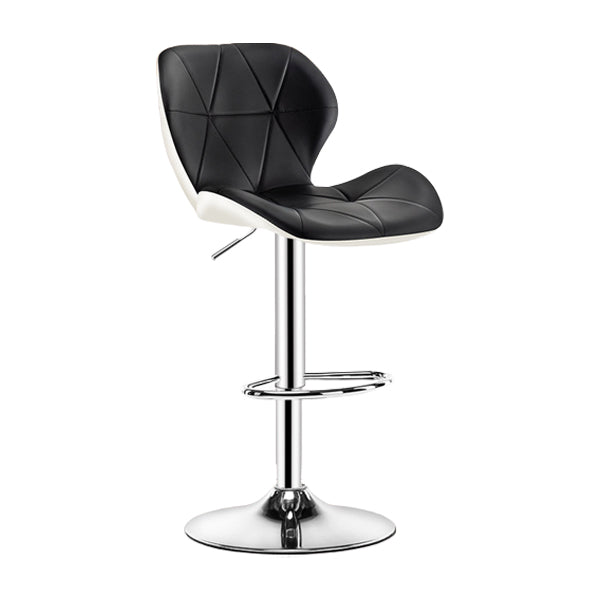 Contemporary Metal Barstool Faux Leather Footrest Adjustable Counter Stool for Home