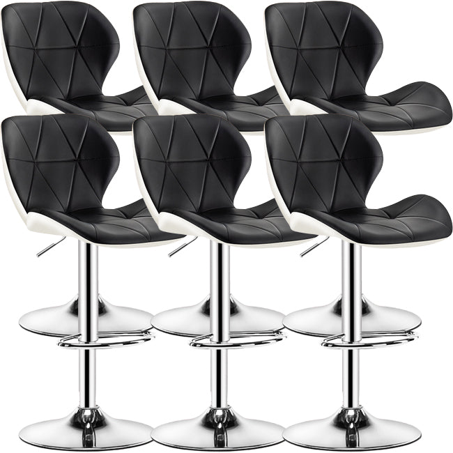 Contemporary Metal Barstool Faux Leather Footrest Adjustable Counter Stool for Home