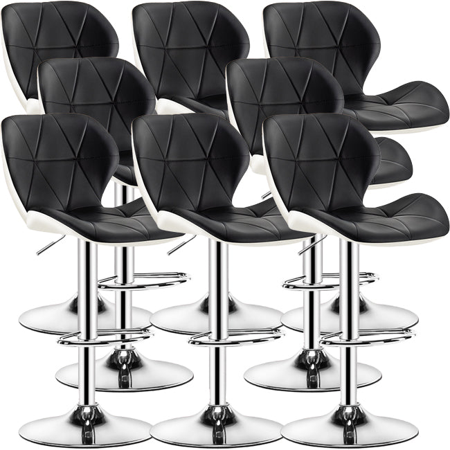 Contemporary Metal Barstool Faux Leather Footrest Adjustable Counter Stool for Home