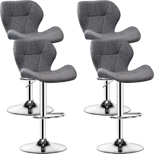 Contemporary Metal Barstool Faux Leather Footrest Adjustable Counter Stool for Home