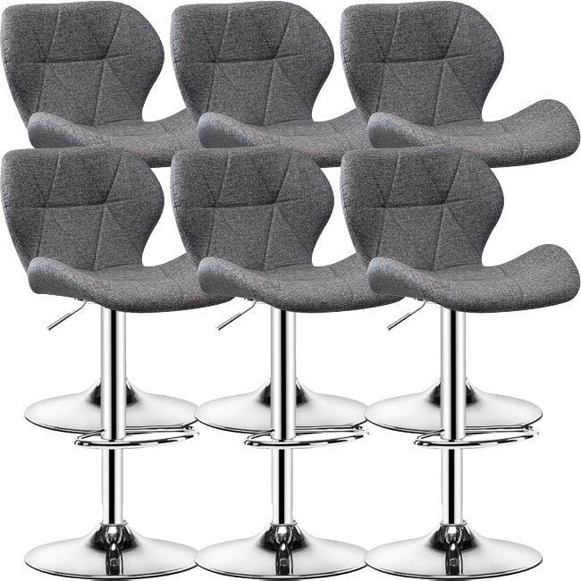 Contemporary Metal Barstool Faux Leather Footrest Adjustable Counter Stool for Home