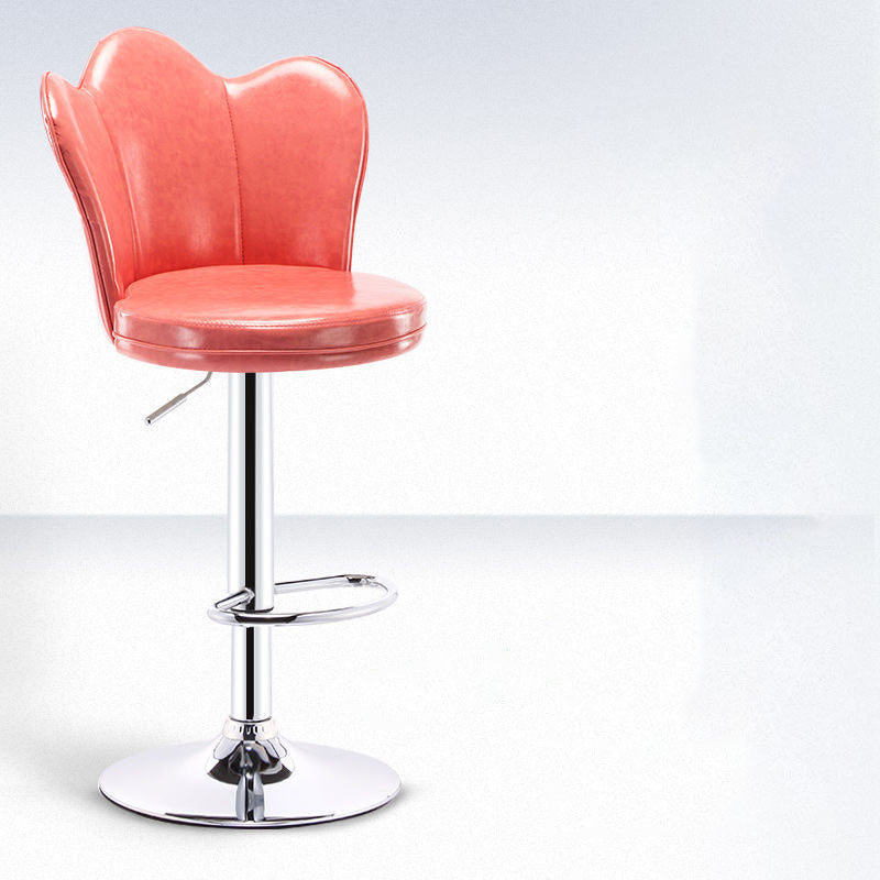 Scandinavian Metal Barstool Velvet Low Back Stool with Footrest for Bar