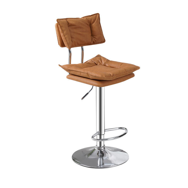 Scandinavian Metal Barstool Fabric Counter Stool with Chrome Base