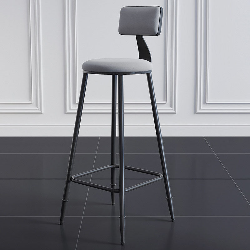 Scandinavian Metal Barstool Velvet Stool in Matte Finish for Indoor
