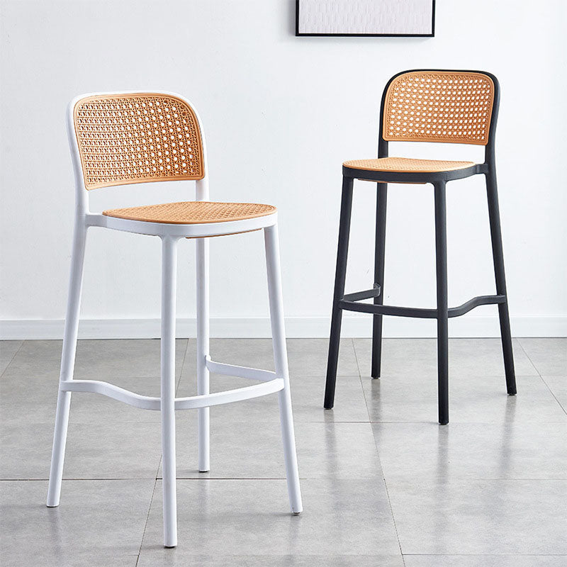 Scandinavian Plastic Low Back Counter Stool Plastic Home Furniture in Matte Finish