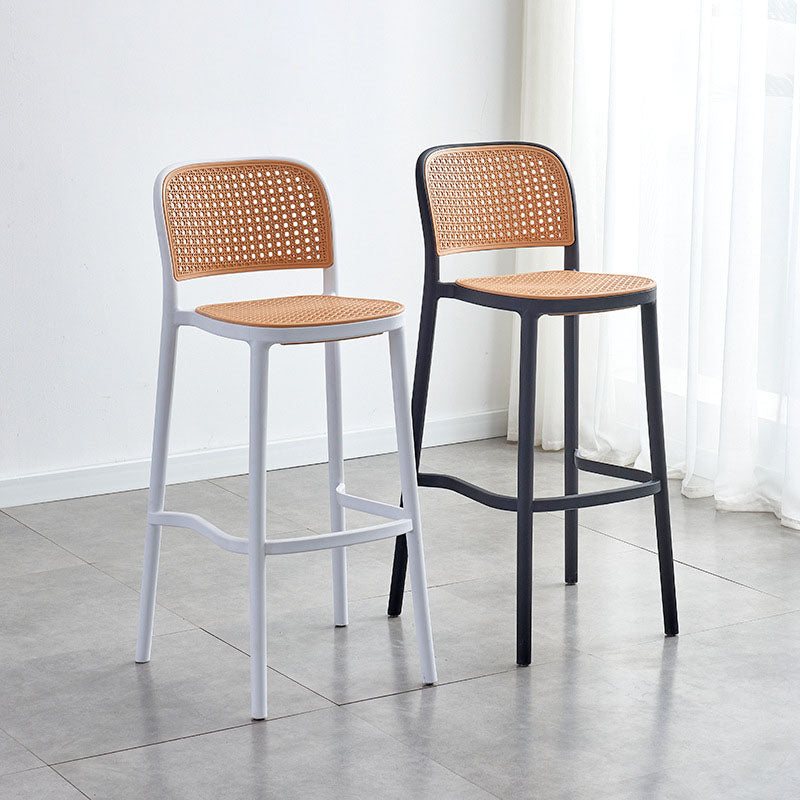 Scandinavian Plastic Low Back Counter Stool Plastic Home Furniture in Matte Finish