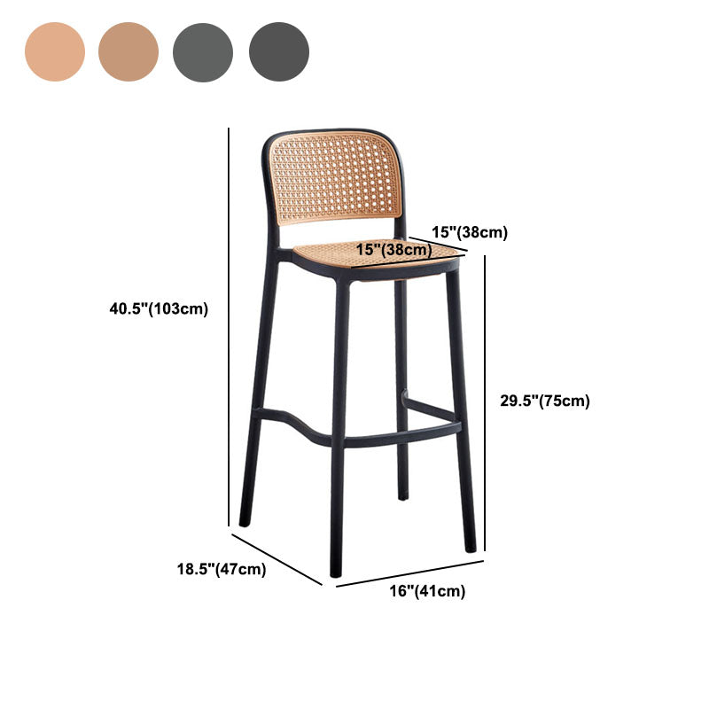 Scandinavian Plastic Low Back Counter Stool Plastic Home Furniture in Matte Finish