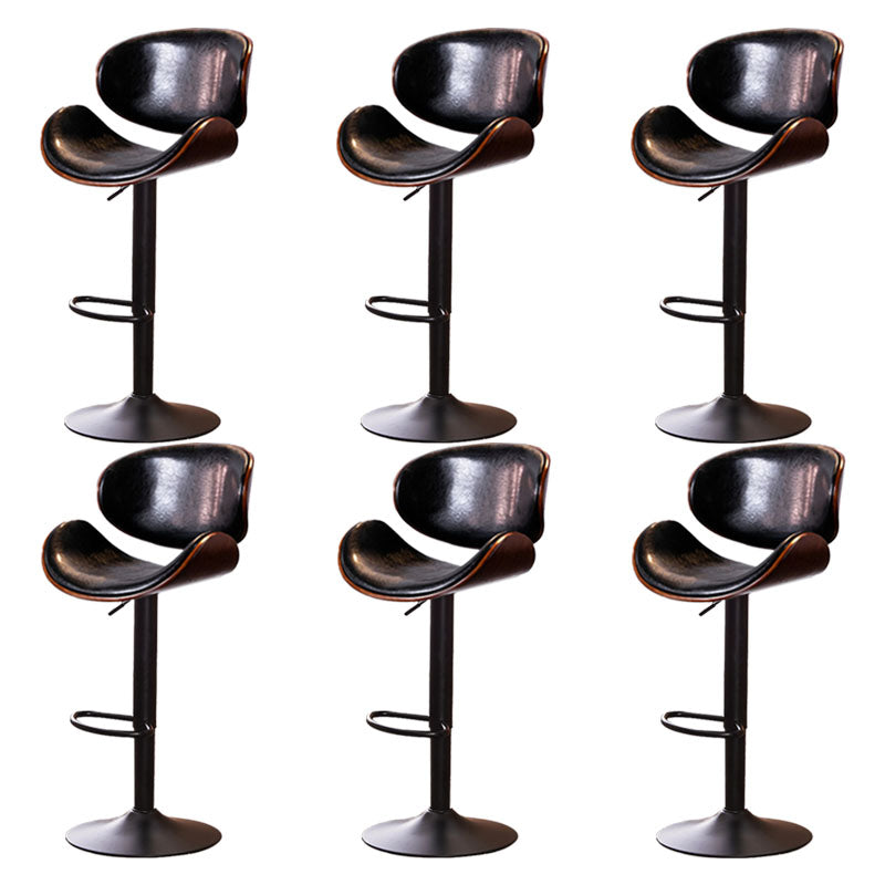 Contemporary Metal Barstool Low Back Faux Leather Footrest Furniture