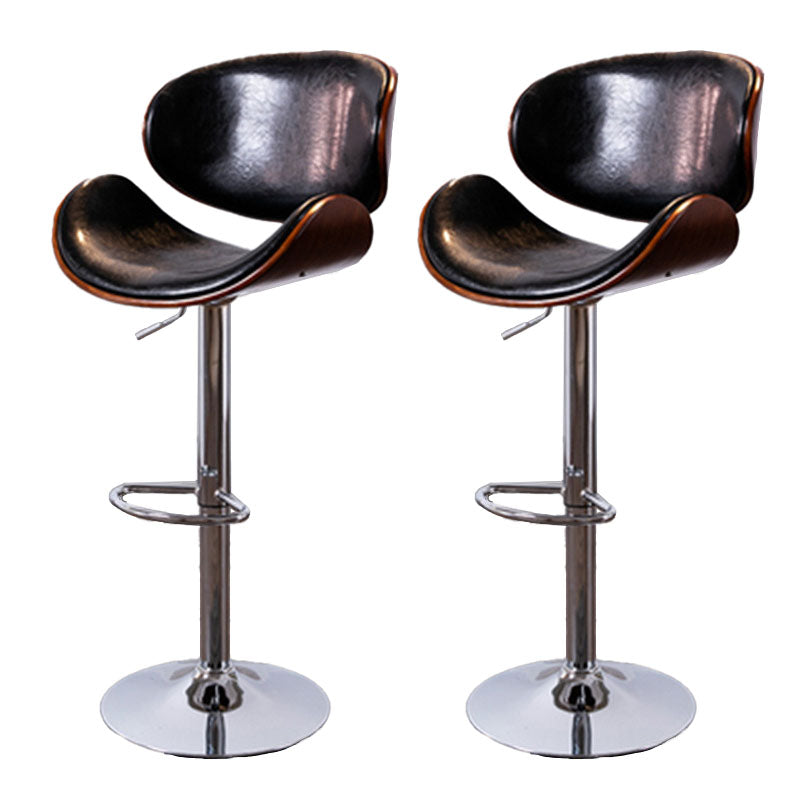 Contemporary Metal Barstool Low Back Faux Leather Footrest Furniture