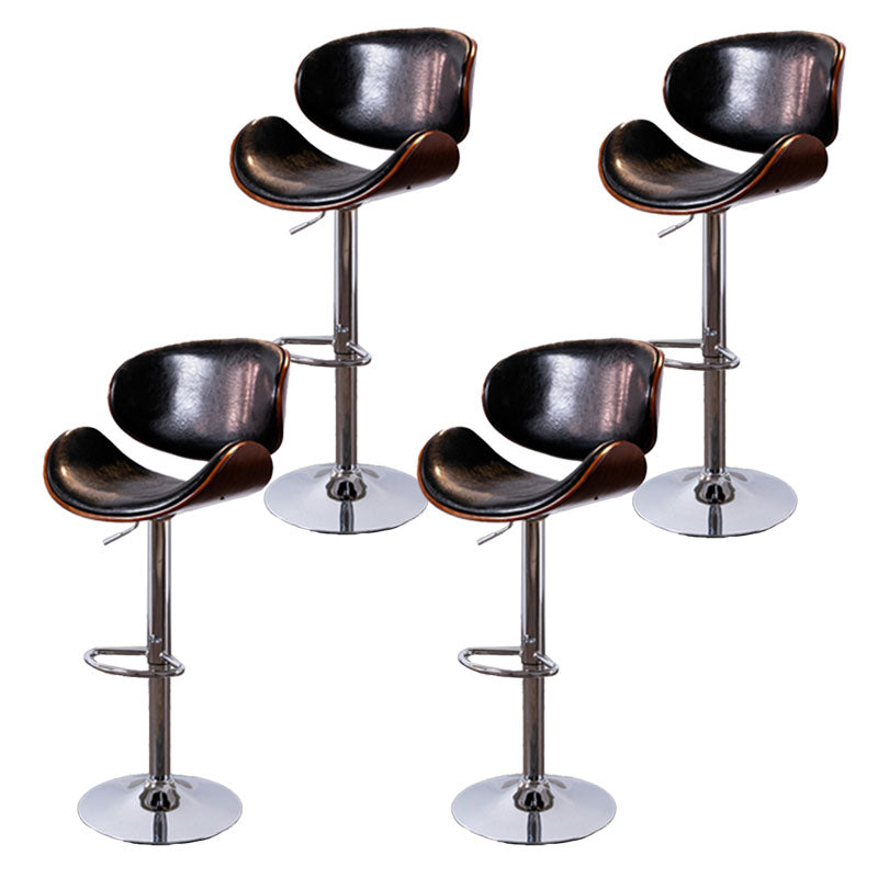 Contemporary Metal Barstool Low Back Faux Leather Footrest Furniture