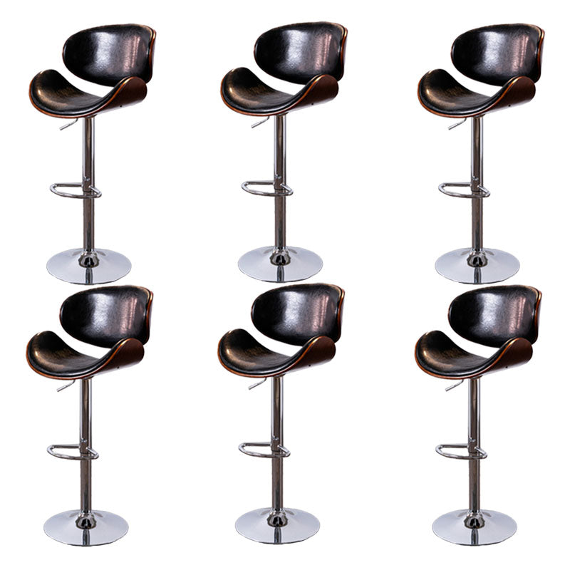 Contemporary Metal Barstool Low Back Faux Leather Footrest Furniture