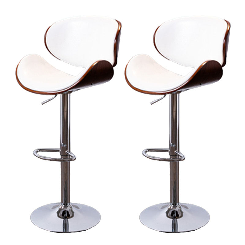 Contemporary Metal Barstool Low Back Faux Leather Footrest Furniture