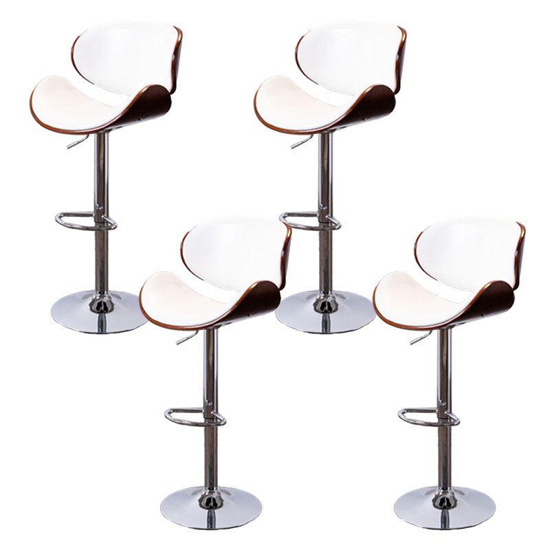 Contemporary Metal Barstool Low Back Faux Leather Footrest Furniture