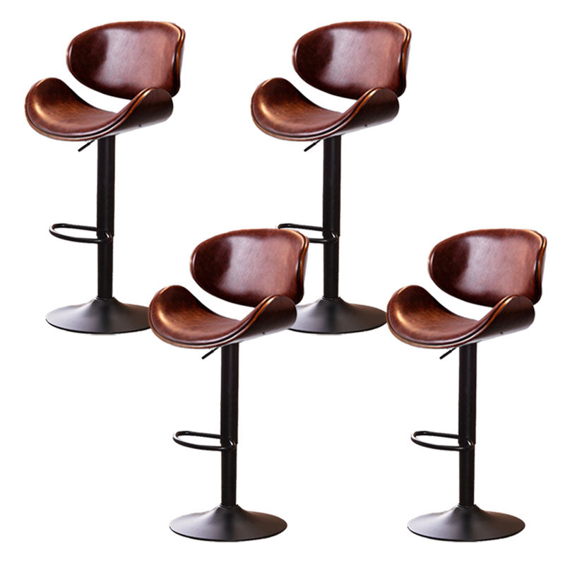 Contemporary Metal Barstool Low Back Faux Leather Footrest Furniture