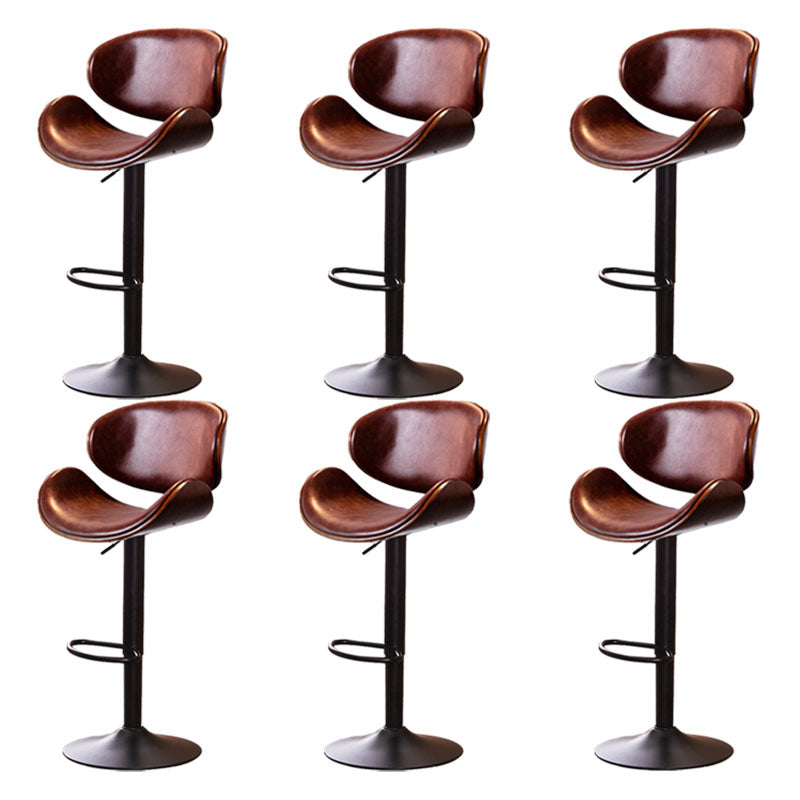 Contemporary Metal Barstool Low Back Faux Leather Footrest Furniture