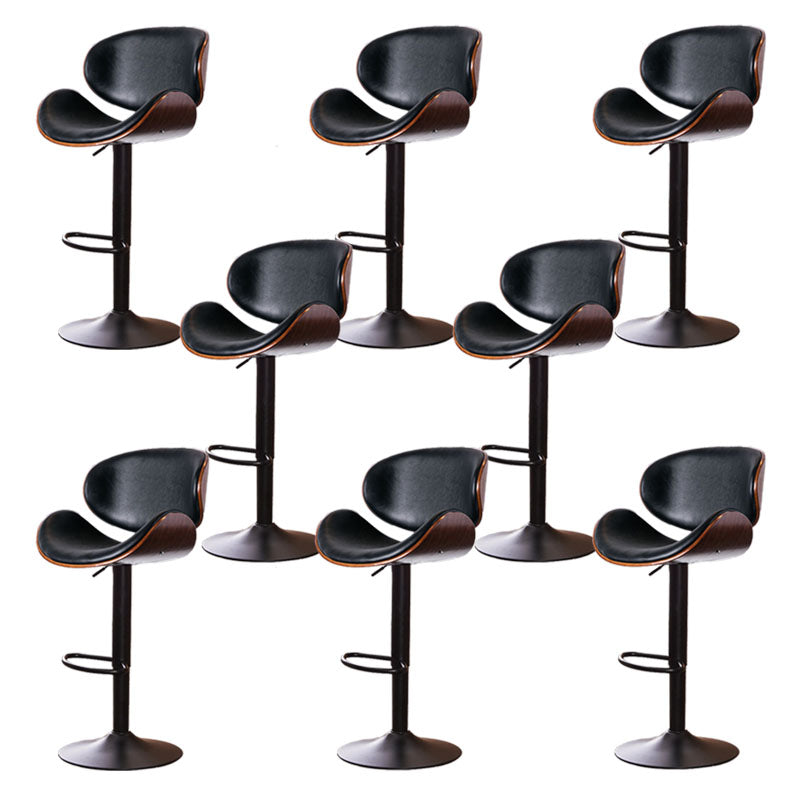 Contemporary Metal Barstool Low Back Faux Leather Footrest Furniture