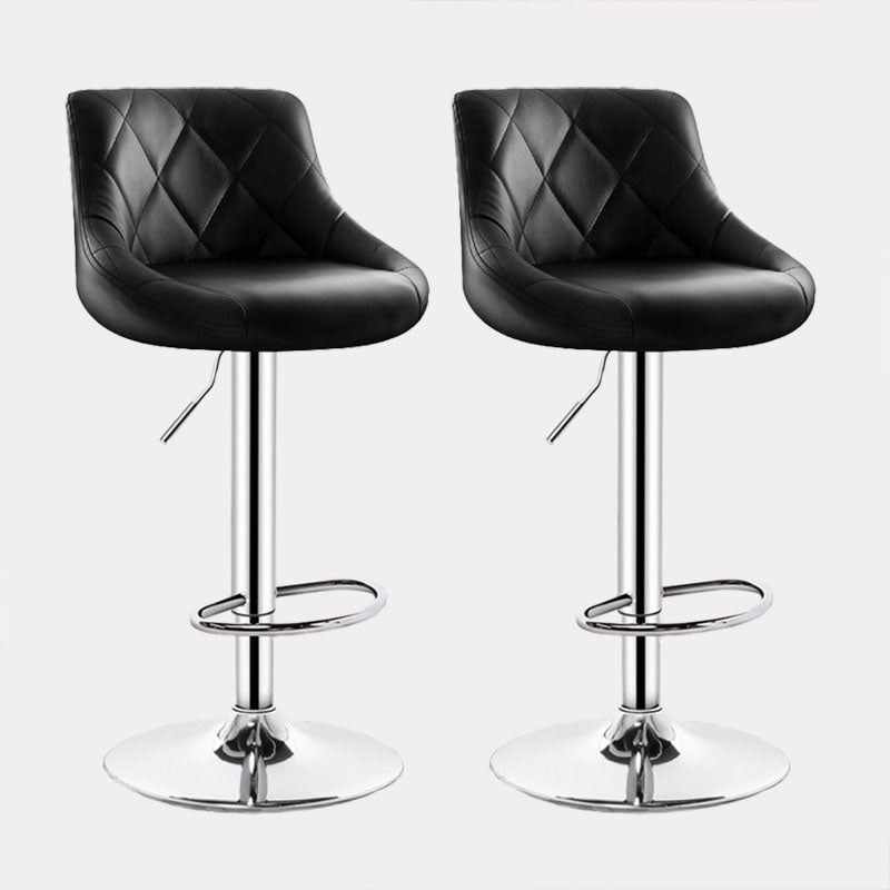 Contemporary Metal Barstool Low Back Faux Leather Footrest Furniture for Bar