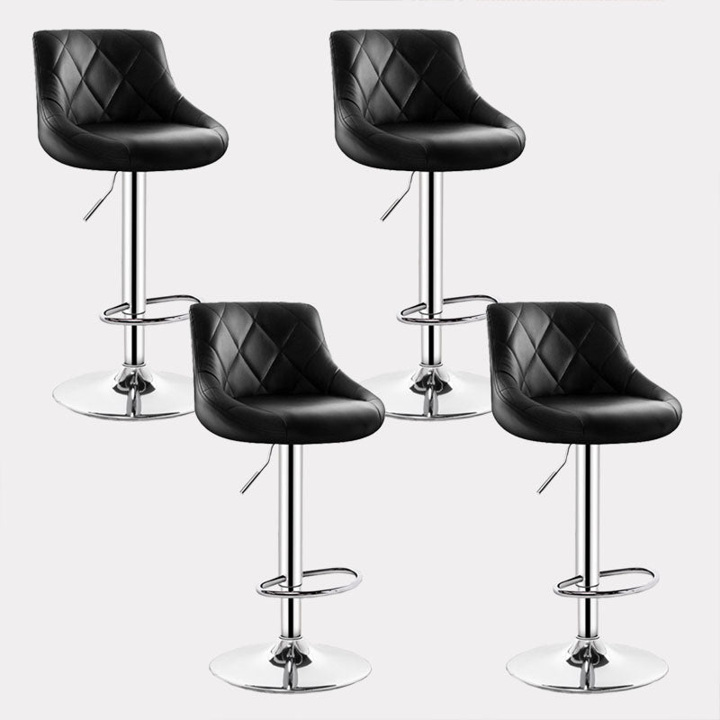 Contemporary Metal Barstool Low Back Faux Leather Footrest Furniture for Bar