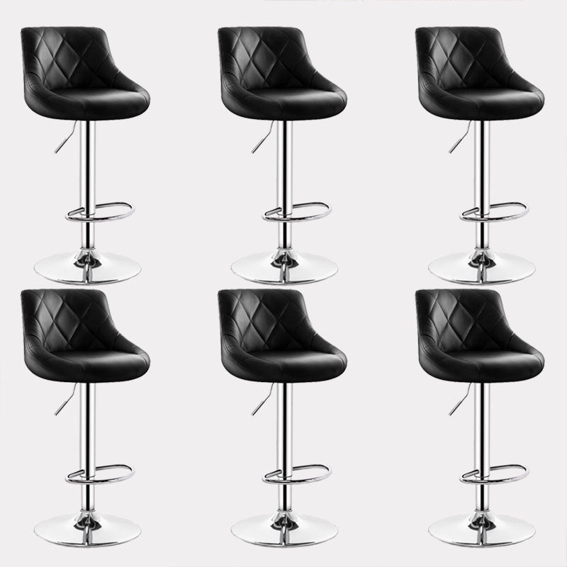 Contemporary Metal Barstool Low Back Faux Leather Footrest Furniture for Bar