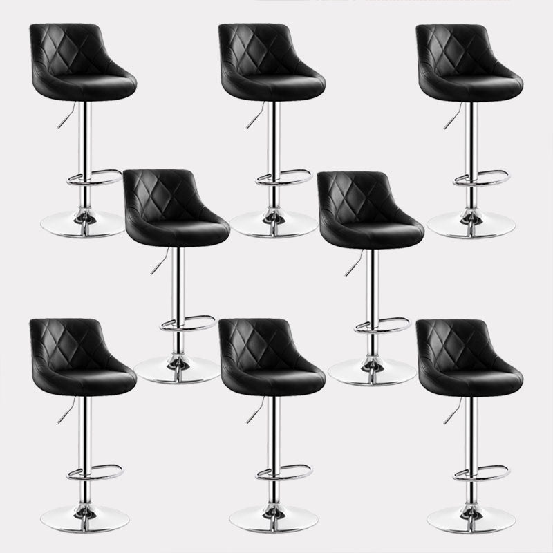 Contemporary Metal Barstool Low Back Faux Leather Footrest Furniture for Bar