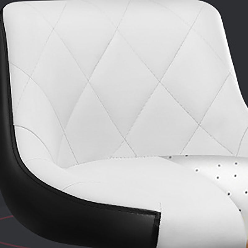 Contemporary Metal Barstool Low Back Faux Leather Footrest Furniture for Bar