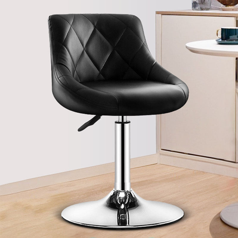 Contemporary Metal Barstool Low Back Faux Leather Footrest Furniture for Bar