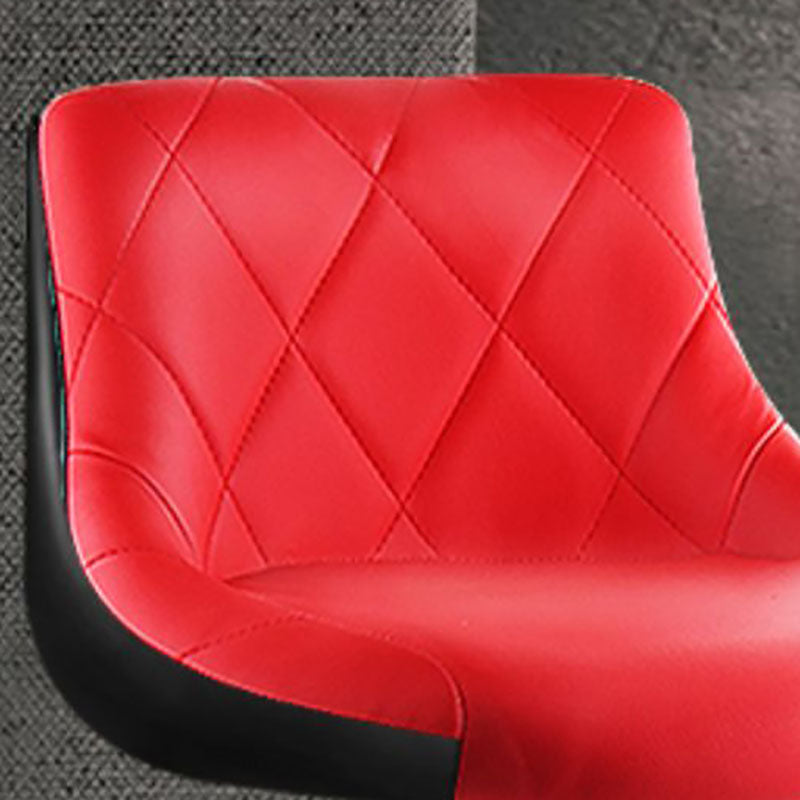 Contemporary Metal Barstool Low Back Faux Leather Footrest Furniture for Bar