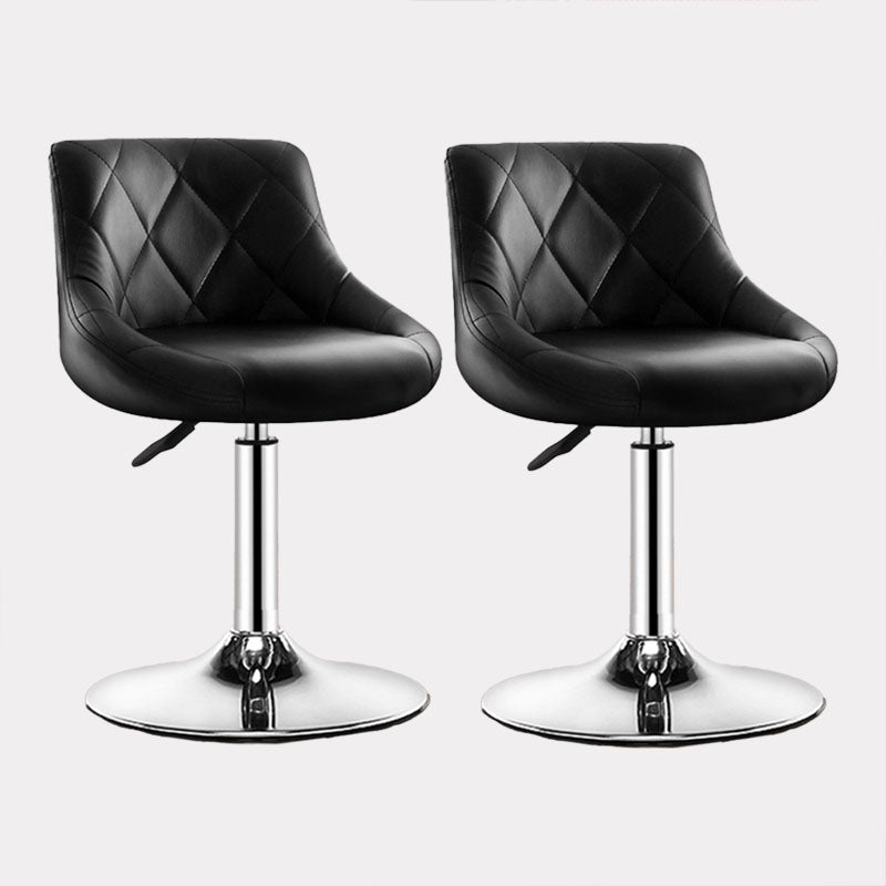 Contemporary Metal Barstool Low Back Faux Leather Footrest Furniture for Bar